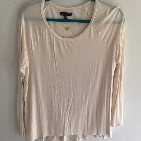 AE Soft & Sexy Long Tee, Large, Cream with Detail - Picture 1 of 4